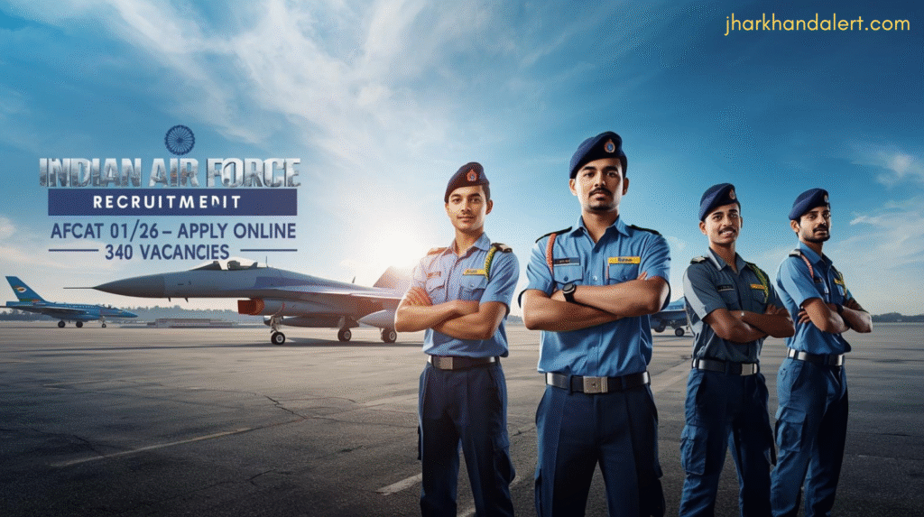 Indian Air Force AFCAT 01/2026 recruitment banner showing cadets and aircraft graphics